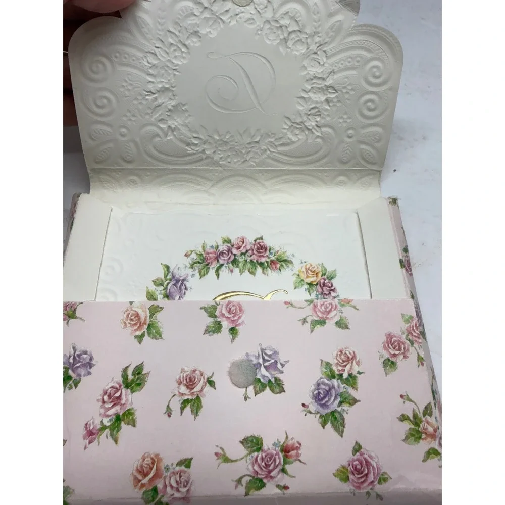 Carol Wilson Rose Garden Monogram D Initial Floral Embossed Stationery Set 9 ct